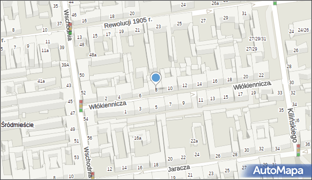 Łódź, Włókiennicza, 8, mapa Łodzi