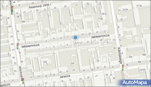 Łódź, Włókiennicza, 11, mapa Łodzi