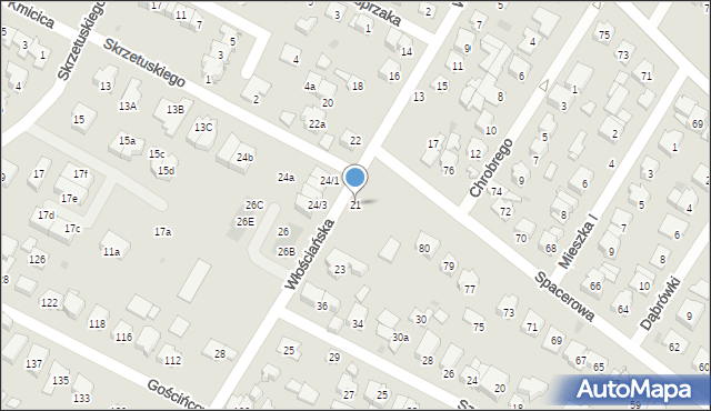 Łomianki, Włościańska, 21, mapa Łomianki