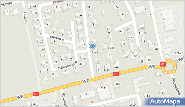 Łomża, Włókiennicza, 4a, mapa Łomży