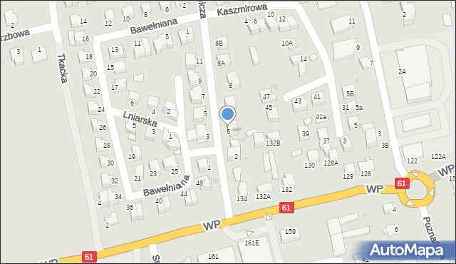 Łomża, Włókiennicza, 6, mapa Łomży