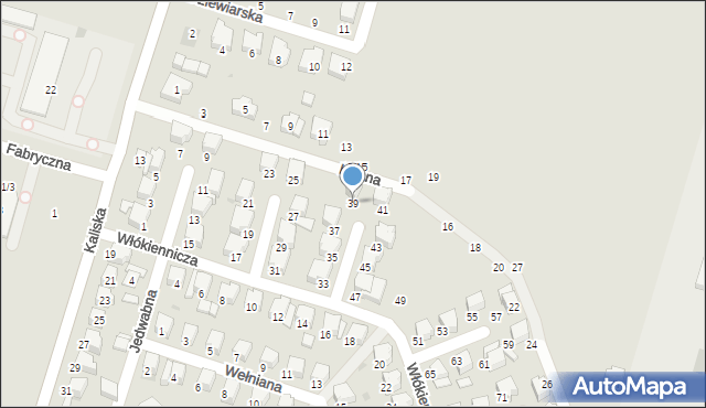Łowicz, Włókiennicza, 39, mapa Łowicza