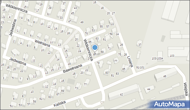 Łowicz, Włókiennicza, 67, mapa Łowicza