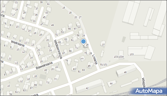 Łowicz, Włókiennicza, 73, mapa Łowicza