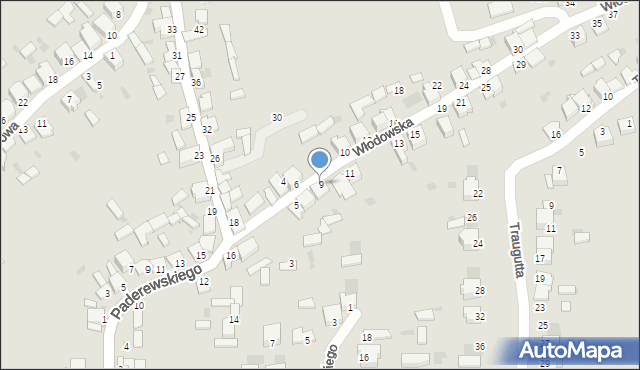 Myszków, Włodowska, 9, mapa Myszków