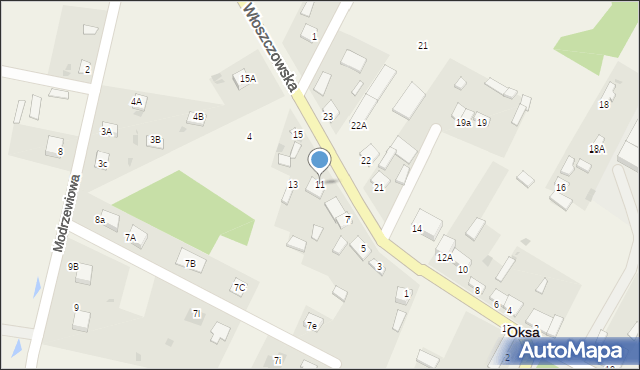 Oksa, Włoszczowska, 11, mapa Oksa