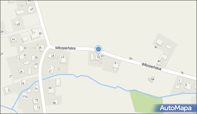 Osiek, Włosieńska, 11, mapa Osiek