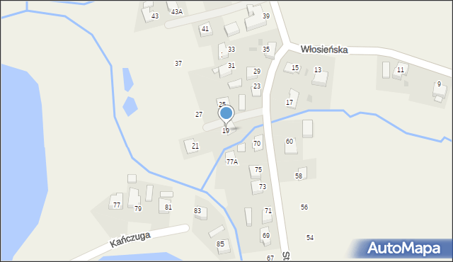Osiek, Włosieńska, 19, mapa Osiek