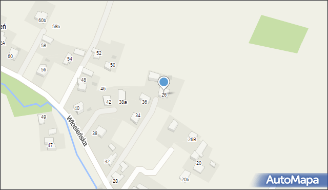 Osiek, Włosieńska, 26, mapa Osiek