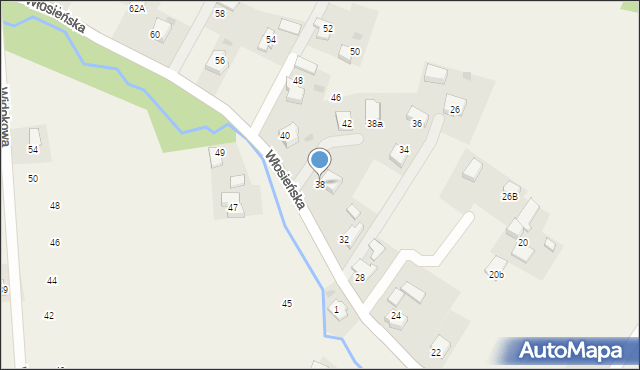 Osiek, Włosieńska, 38, mapa Osiek