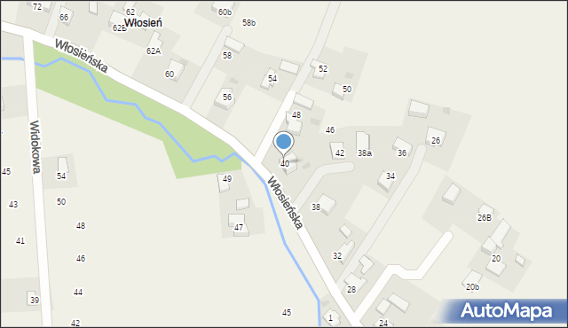 Osiek, Włosieńska, 40, mapa Osiek