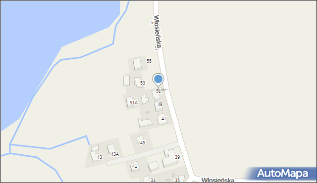 Osiek, Włosieńska, 51, mapa Osiek