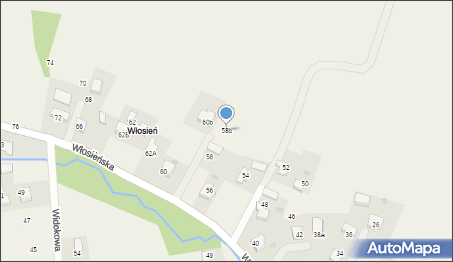 Osiek, Włosieńska, 58b, mapa Osiek