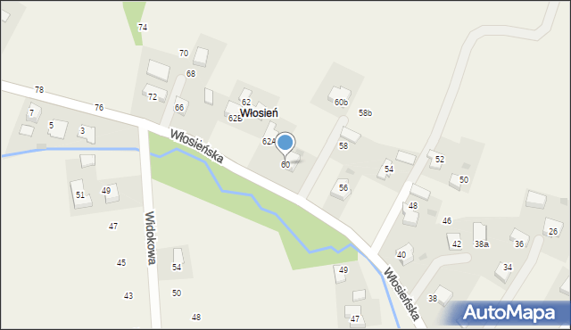 Osiek, Włosieńska, 60, mapa Osiek