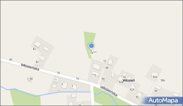 Osiek, Włosieńska, 74, mapa Osiek