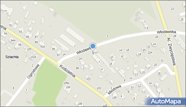 Parczew, Włodawska, 6, mapa Parczew