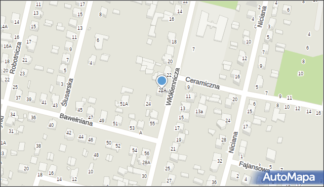 Piotrków Trybunalski, Włókiennicza, 22B, mapa Piotrków Trybunalski