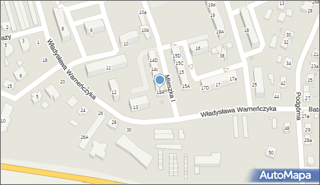 Pleszew, Władysława Warneńczyka, 14A, mapa Pleszew
