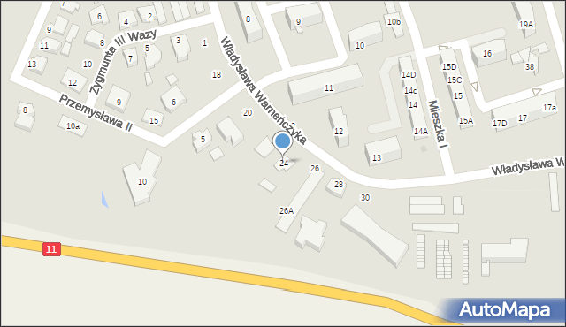 Pleszew, Władysława Warneńczyka, 24, mapa Pleszew