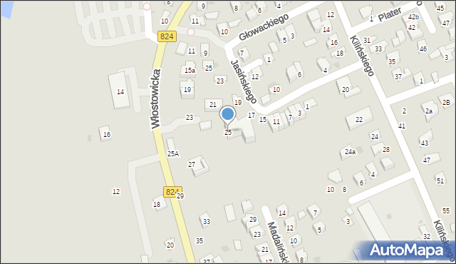 Puławy, Włostowicka, 25, mapa Puław