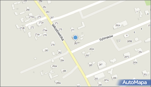 Puławy, Włostowicka, 281, mapa Puław