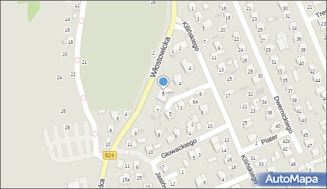 Puławy, Włostowicka, 5, mapa Puław