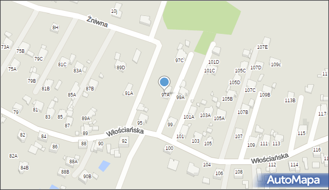 Rybnik, Włościańska, 97A, mapa Rybnika