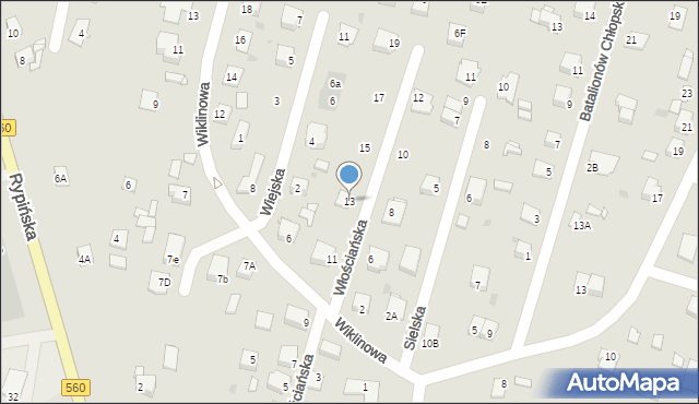 Sierpc, Włościańska, 13, mapa Sierpc