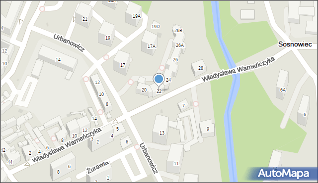 Sosnowiec, Władysława Warneńczyka, 22, mapa Sosnowca