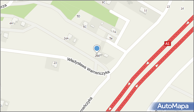 Świerklany, Władysława Warneńczyka, 26A, mapa Świerklany