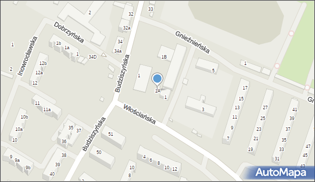 Szczecin, Włościańska, 1A, mapa Szczecina