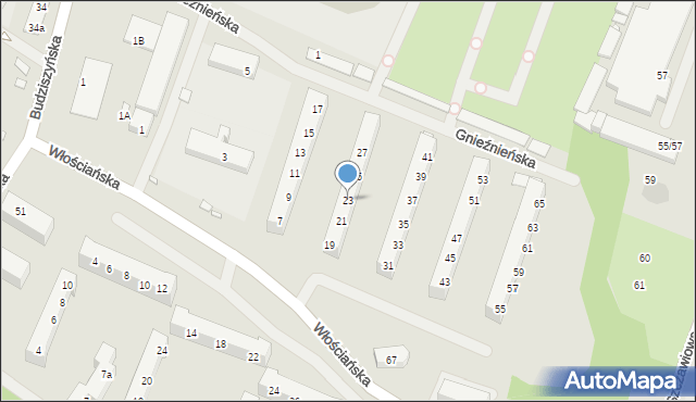 Szczecin, Włościańska, 23, mapa Szczecina