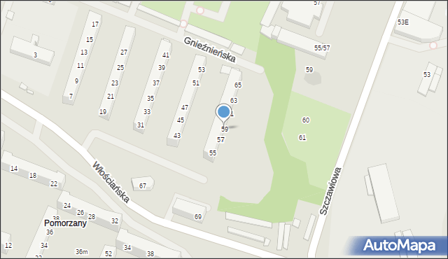 Szczecin, Włościańska, 59, mapa Szczecina