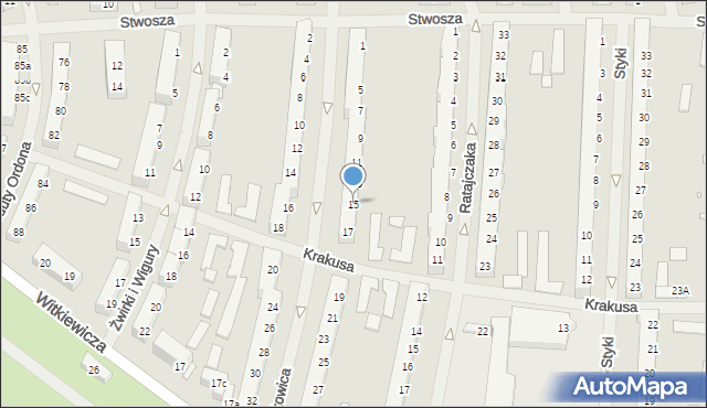 Szczecin, Włodkowica Pawła, 15, mapa Szczecina