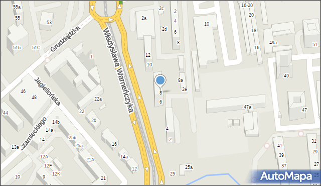 Toruń, Władysława Warneńczyka, 8, mapa Torunia