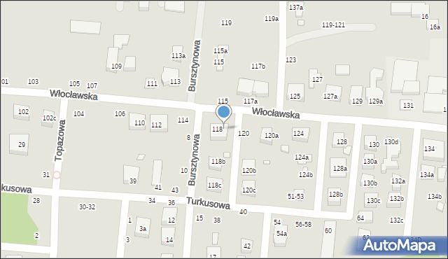 Toruń, Włocławska, 118a, mapa Torunia