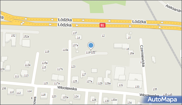 Toruń, Włocławska, 119-121, mapa Torunia