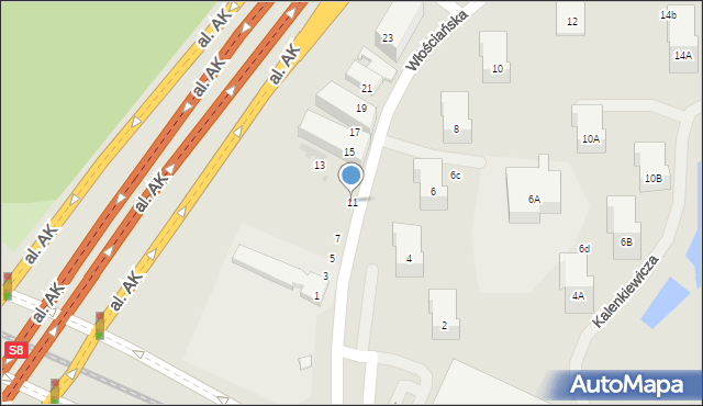 Warszawa, Włościańska, 11, mapa Warszawy