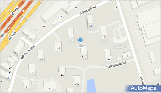 Warszawa, Włościańska, 14b, mapa Warszawy