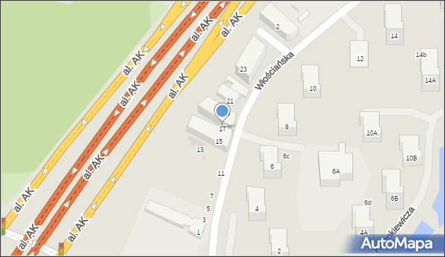 Warszawa, Włościańska, 17, mapa Warszawy