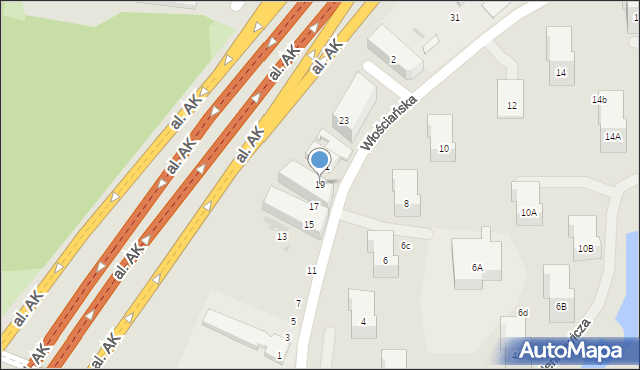 Warszawa, Włościańska, 19, mapa Warszawy