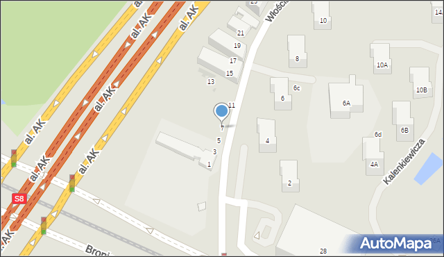 Warszawa, Włościańska, 7, mapa Warszawy