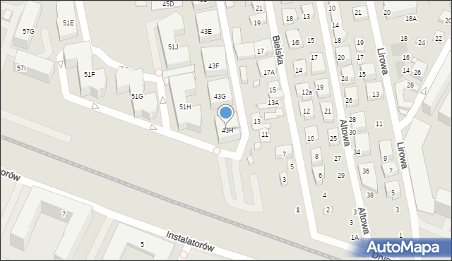 Warszawa, Włodarzewska, 43H, mapa Warszawy