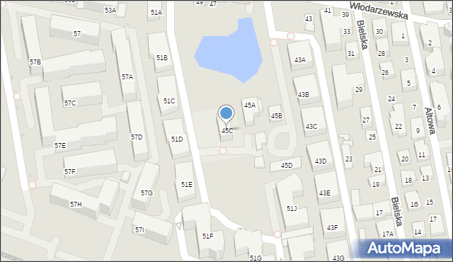 Warszawa, Włodarzewska, 45C, mapa Warszawy