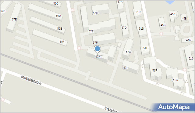 Warszawa, Włodarzewska, 57H, mapa Warszawy