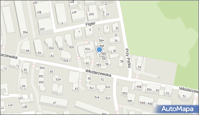 Warszawa, Włodarzewska, 58R, mapa Warszawy