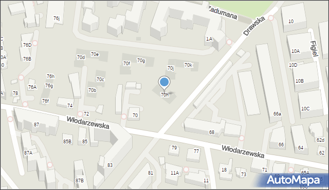 Warszawa, Włodarzewska, 70h, mapa Warszawy