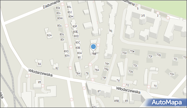 Warszawa, Włodarzewska, 76B, mapa Warszawy