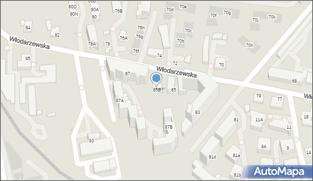 Warszawa, Włodarzewska, 85B, mapa Warszawy