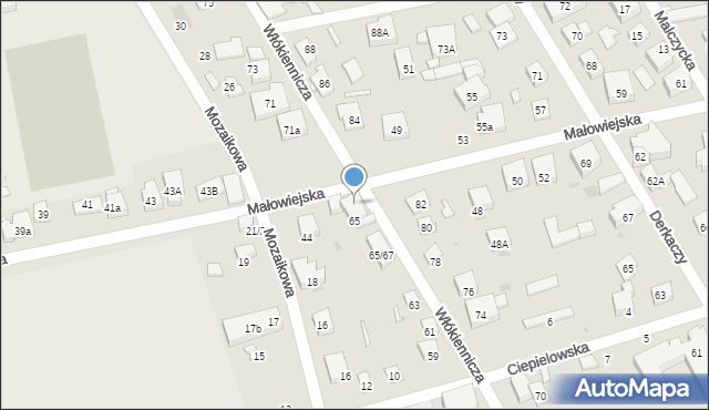 Warszawa, Włókiennicza, 67a, mapa Warszawy